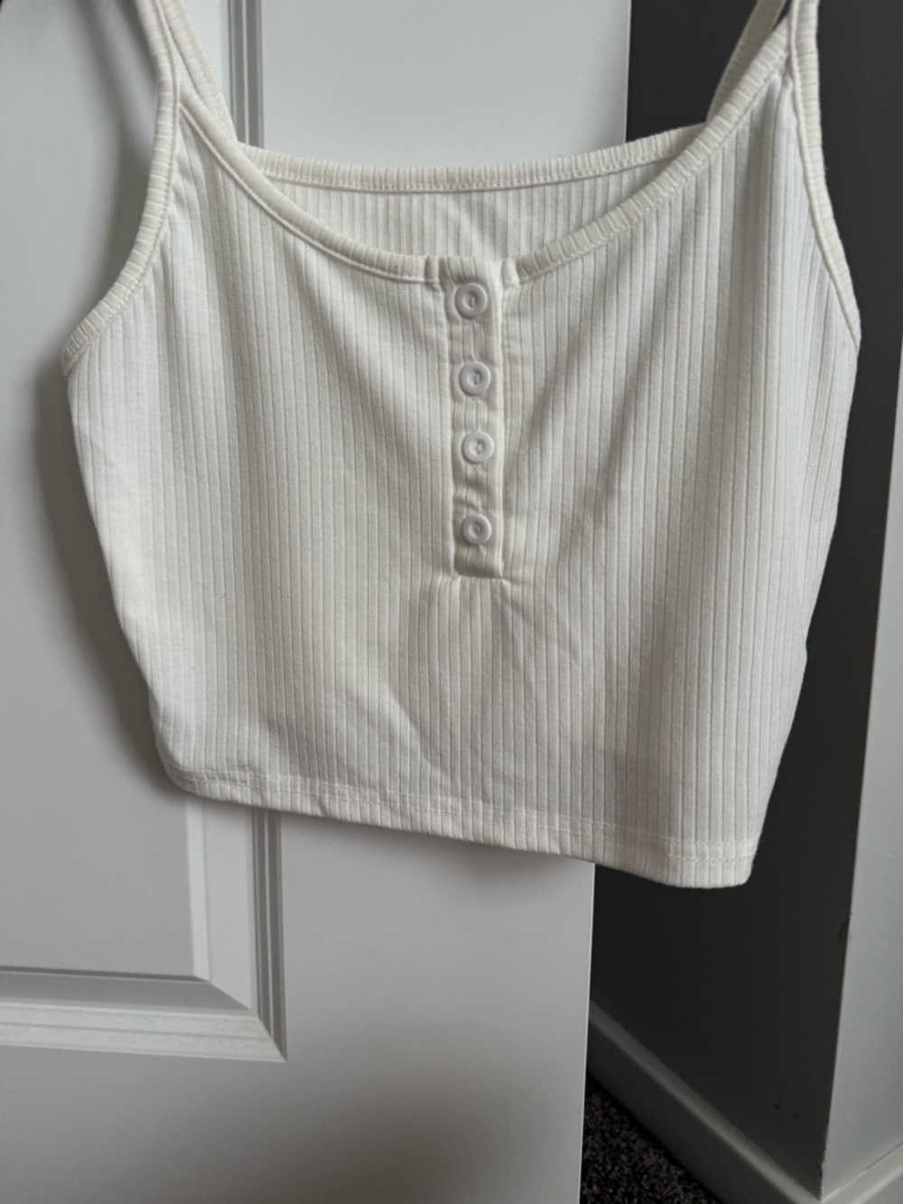 Women's Ribbed Button-Front Tank Top - Cream